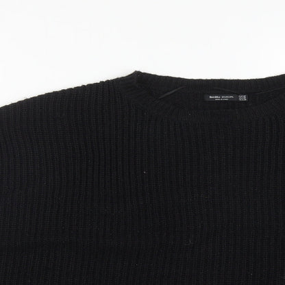 Bershka Womens Black Round Neck  Acrylic Pullover Jumper Size M