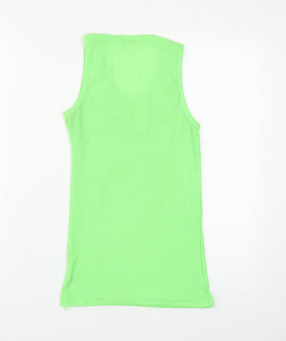 More&Negri Womens Green  Cotton Basic Tank Size S Round Neck