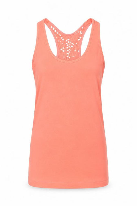 Womens Orange  Polyester Basic Tank Size S Round Neck