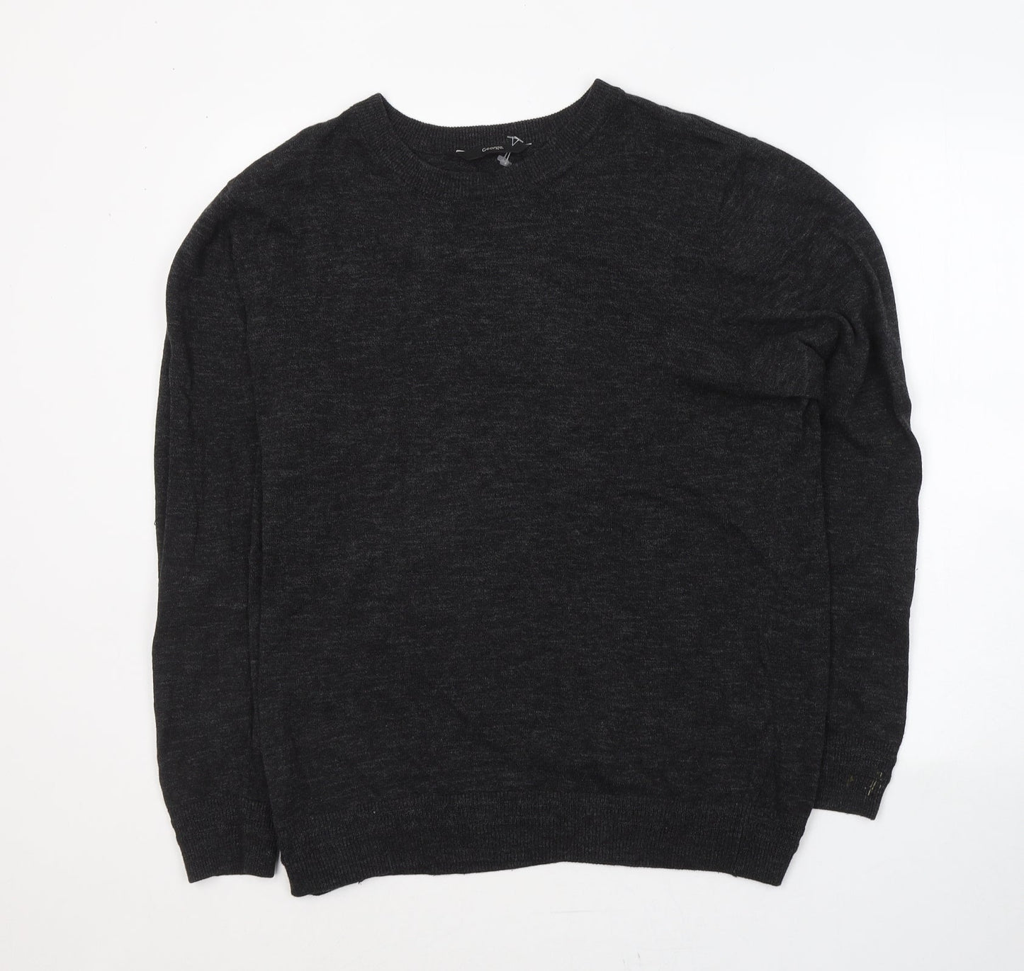 George Mens Grey V-Neck  Cotton Pullover Jumper Size M