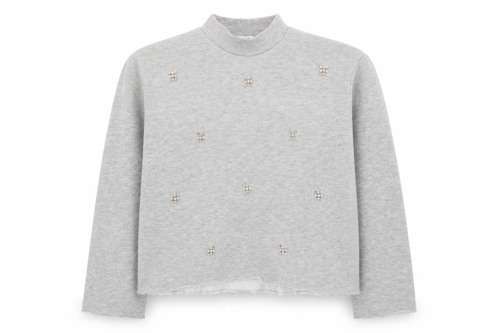 River Island Girls Grey  Cotton Pullover Sweatshirt Size 9-10 Years  Pullover