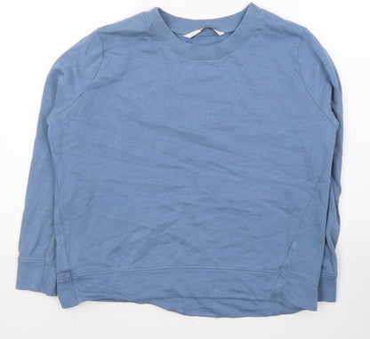 Tu Womens Blue Round Neck  Cotton Pullover Jumper Size 12