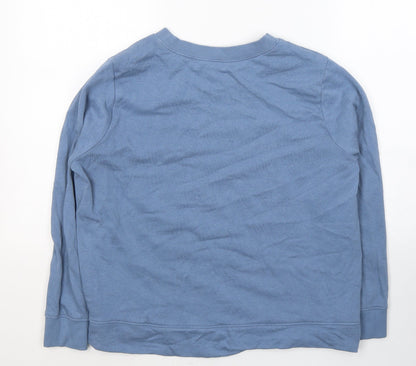 Tu Womens Blue Round Neck  Cotton Pullover Jumper Size 12