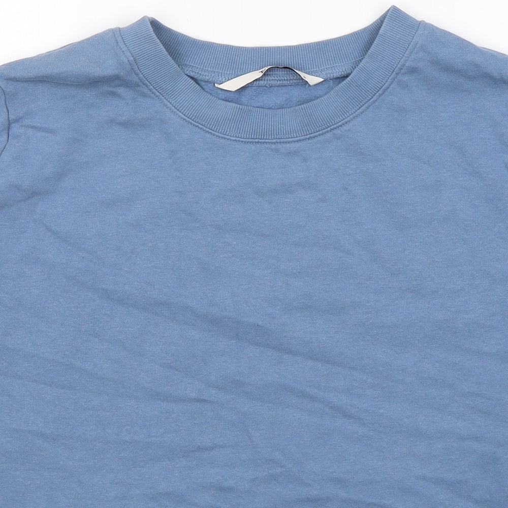 TU Womens Blue Round Neck  Cotton Pullover Jumper Size 12