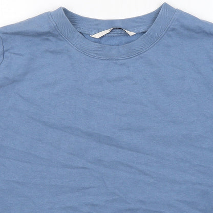 Tu Womens Blue Round Neck  Cotton Pullover Jumper Size 12