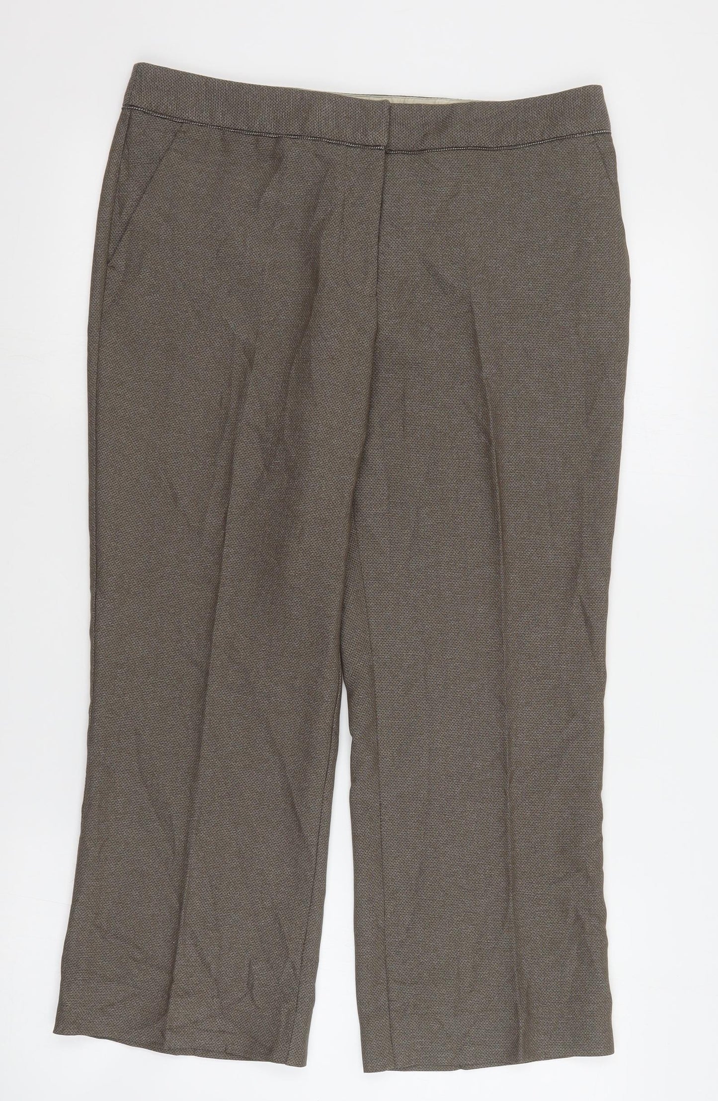 NEXT Womens Brown  Polyester Cropped Trousers Size 12 L24 in Regular Zip