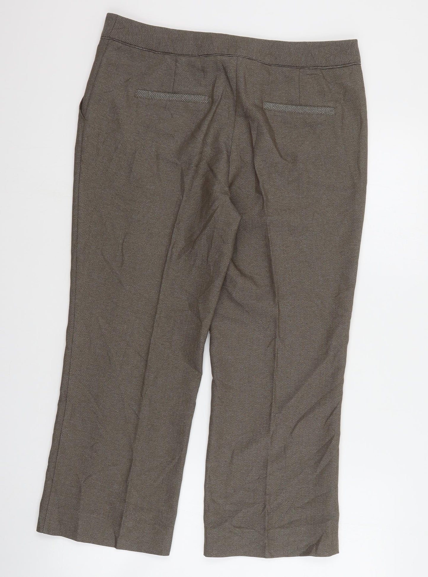 NEXT Womens Brown  Polyester Cropped Trousers Size 12 L24 in Regular Zip