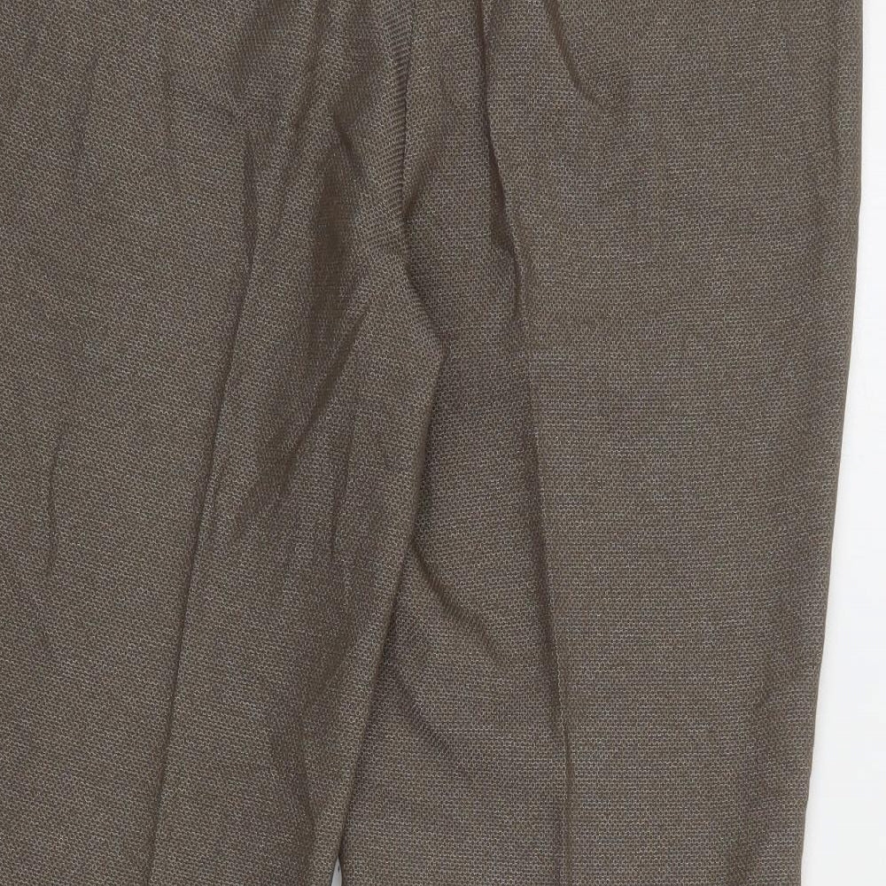 NEXT Womens Brown  Polyester Cropped Trousers Size 12 L24 in Regular Zip