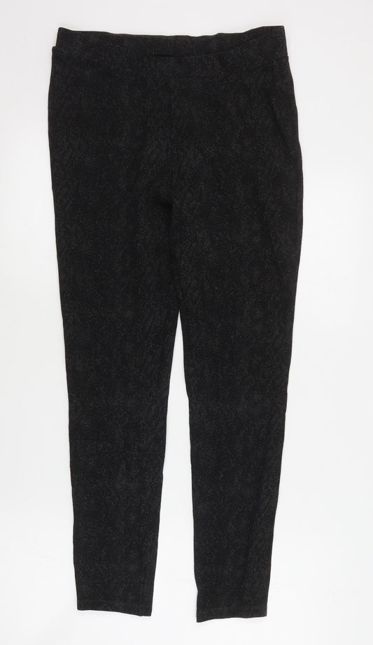 Marks and Spencer Womens Grey Animal Print Viscose Jogger Trousers Size 12 L26 in Regular  - Leggings