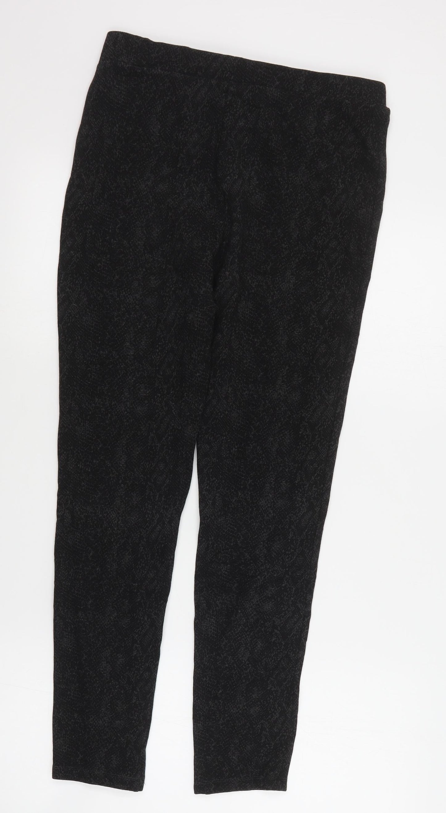 Marks and Spencer Womens Grey Animal Print Viscose Jogger Trousers Size 12 L26 in Regular  - Leggings