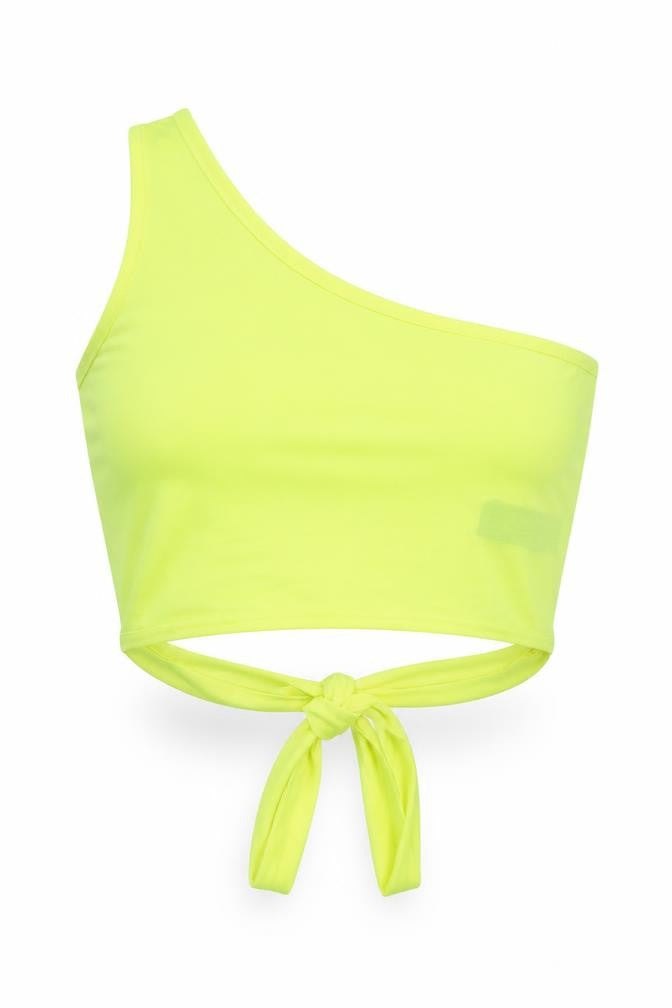 Miss Selfridge Womens Yellow  Polyester Cropped Tank Size 12 Round Neck