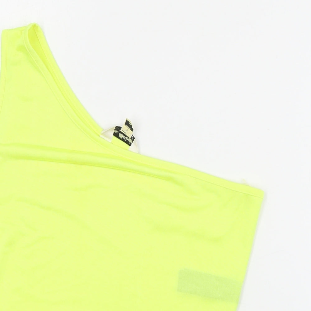 Miss Selfridge Womens Yellow  Polyester Cropped Tank Size 12 Round Neck