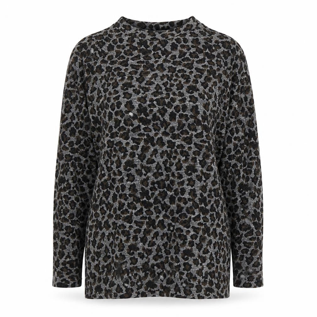 Topshop Womens Grey Animal Print Cotton Pullover Sweatshirt Size 8  Pullover