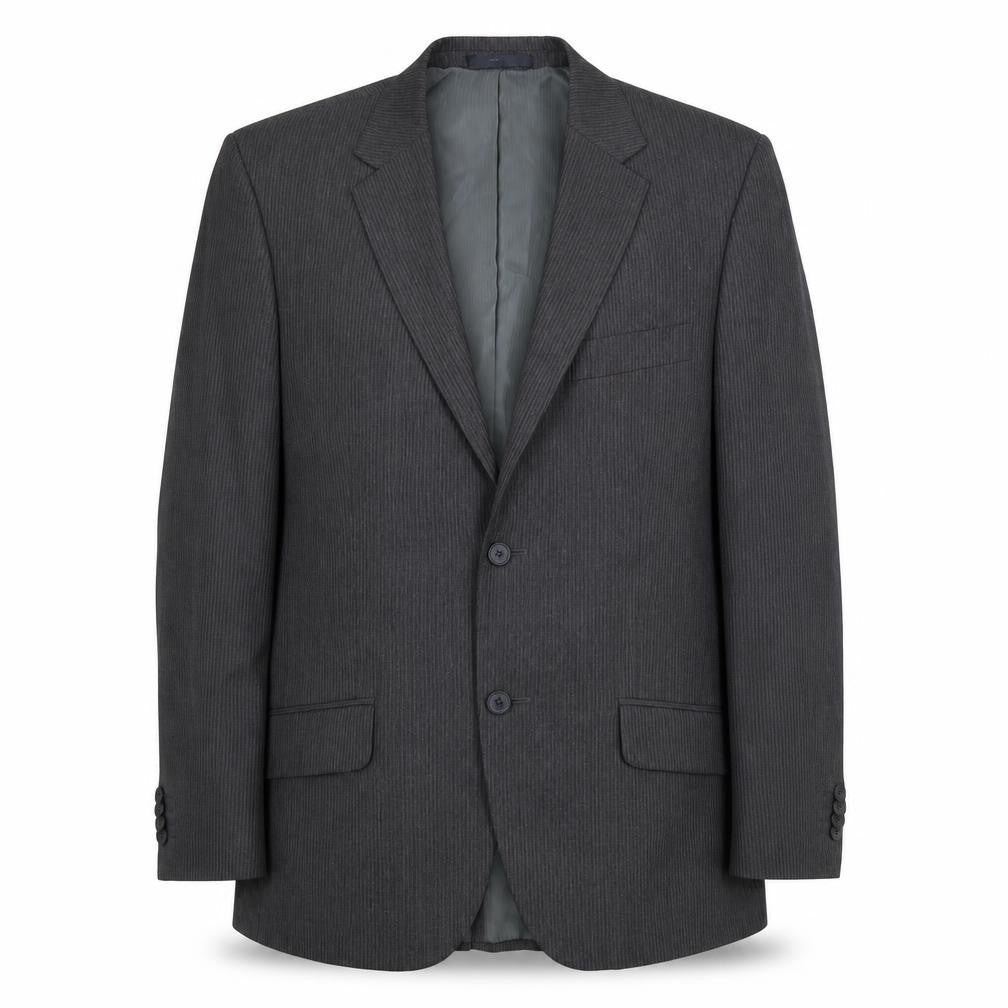 George Mens Grey Striped Polyester Jacket Suit Jacket Size M