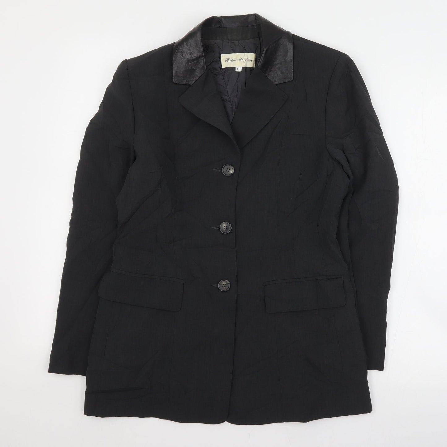 Histoire de Plaire Womens Black  Polyester Jacket Suit Jacket Size M