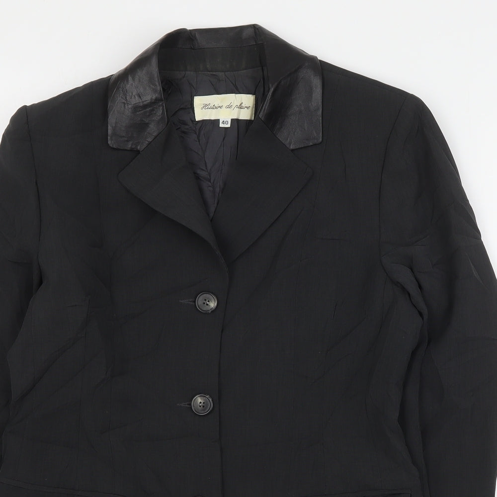 Histoire de Plaire Womens Black  Polyester Jacket Suit Jacket Size M