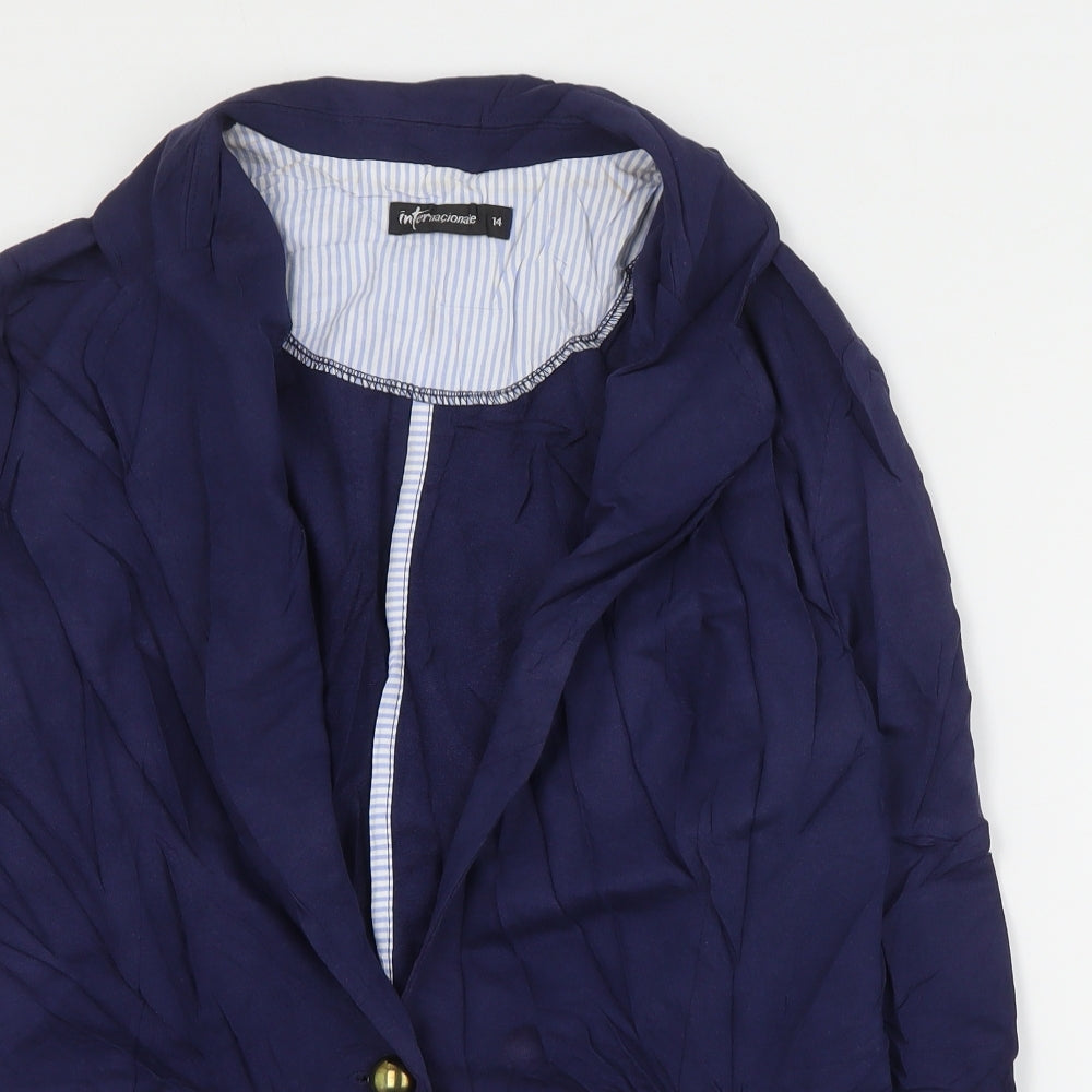Internacionale Womens Blue   Jacket Blazer Size 14  Button