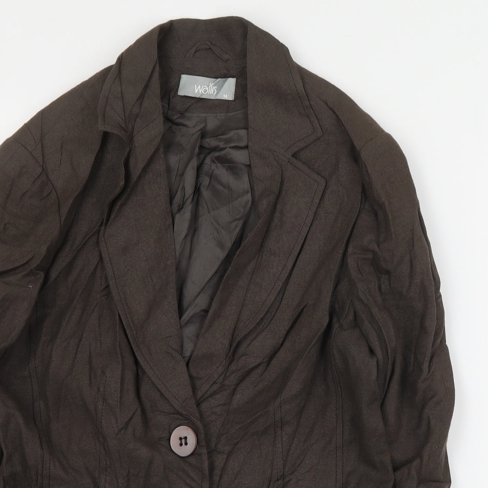 Wallis Womens Brown   Jacket Blazer Size 14  Button