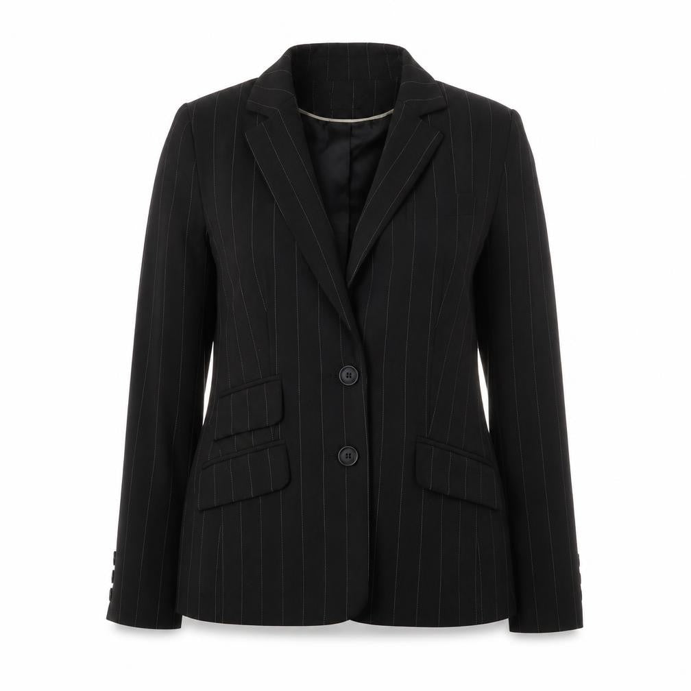 Primark Womens Black Striped Polyester Jacket Suit Jacket Size 12