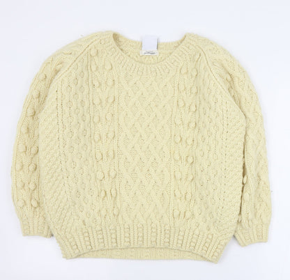 Preloved Loving Youth Womens Beige Round Neck  Acrylic Pullover Jumper Size S - Front