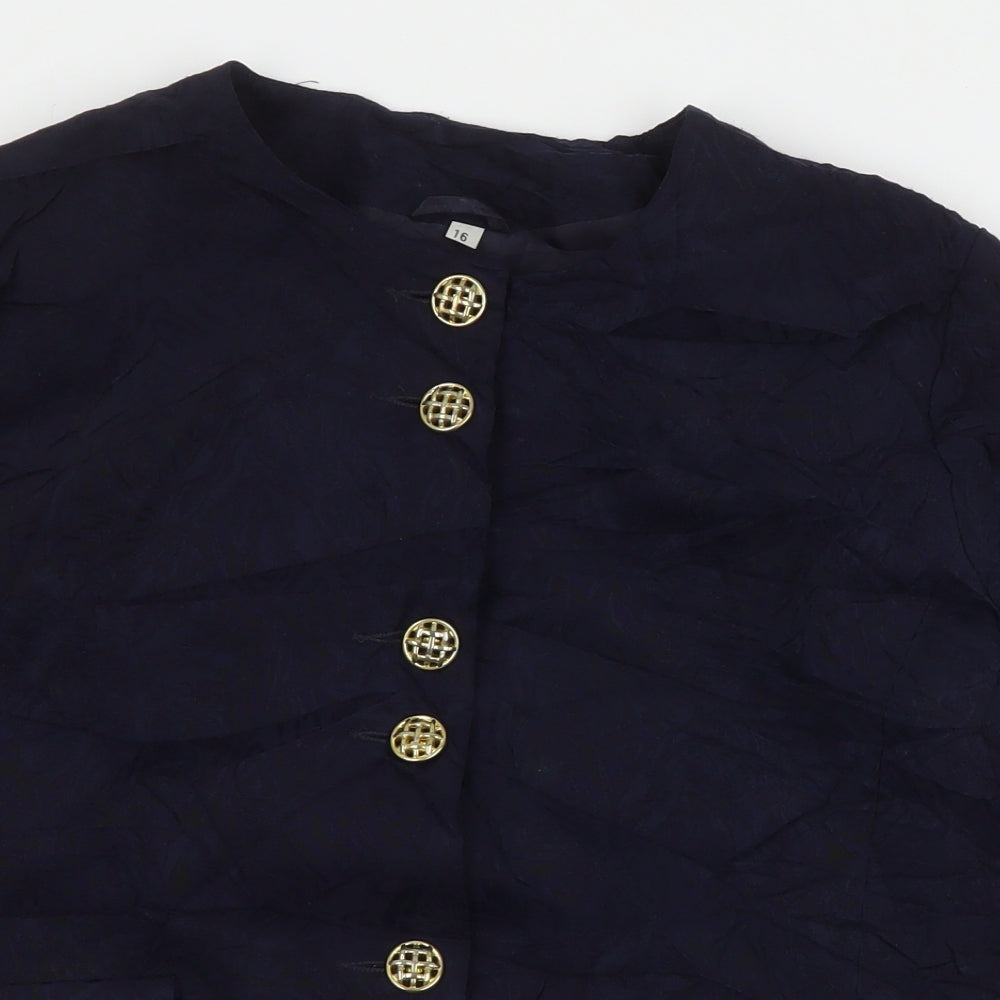 Preworn Womens Blue Floral  Jacket Coat Size 16  Button