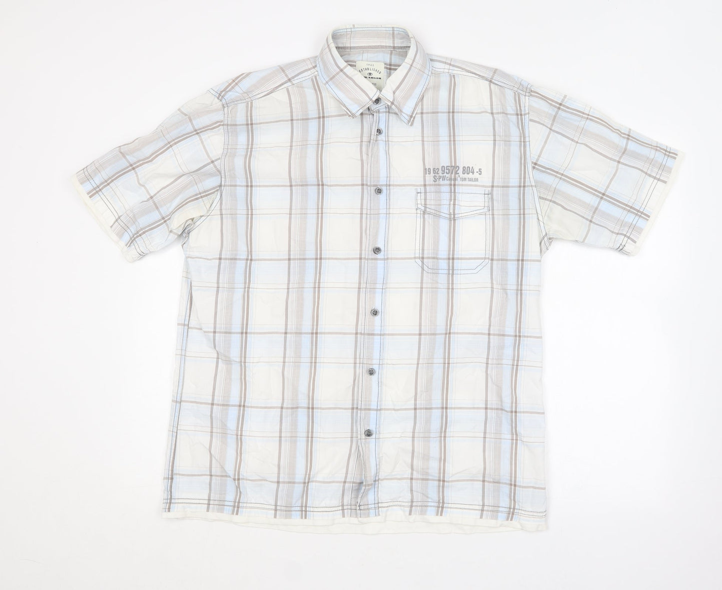 TOM TAILOR Womens Multicoloured Plaid Cotton Camisole Button-Up Size L Collared