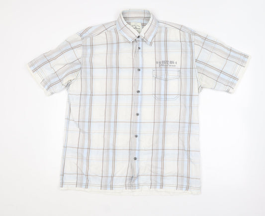 TOM TAILOR Womens Multicoloured Plaid Cotton Camisole Button-Up Size L Collared