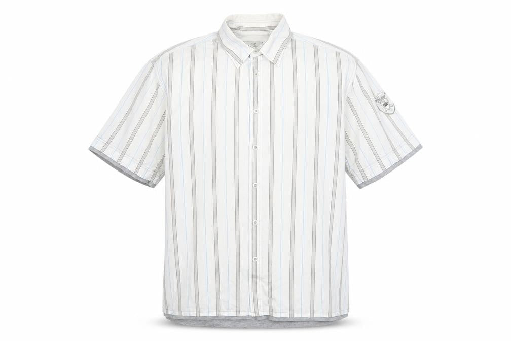 TOM TAILOR Mens Multicoloured Striped Cotton  Button-Up Size L Collared