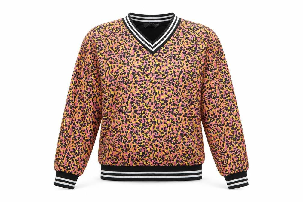 Fm collection Womens Multicoloured V-Neck Animal Print Viscose Pullover Jumper Size M