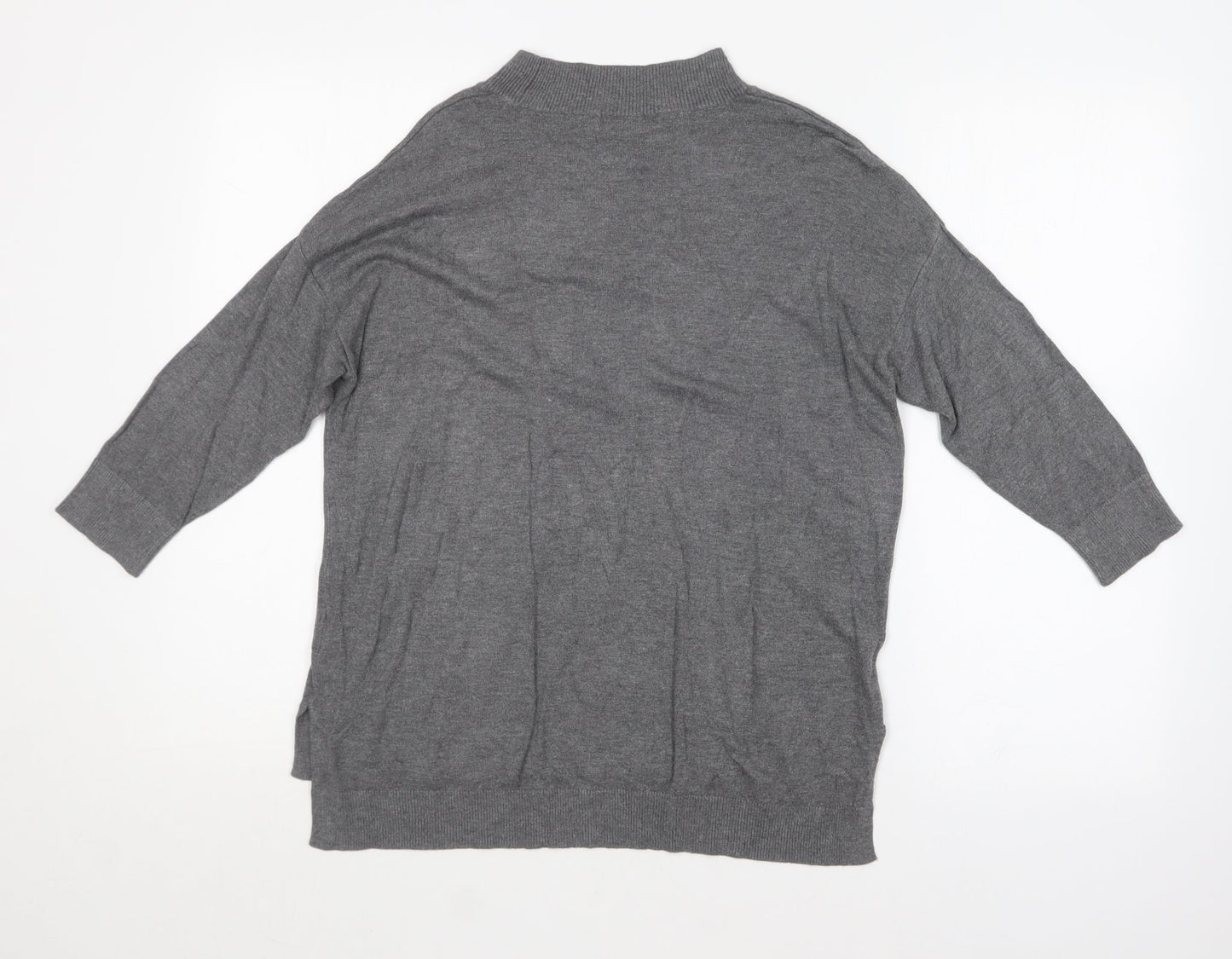 F&F Womens Grey Crew Neck  Cotton Pullover Jumper Size 10