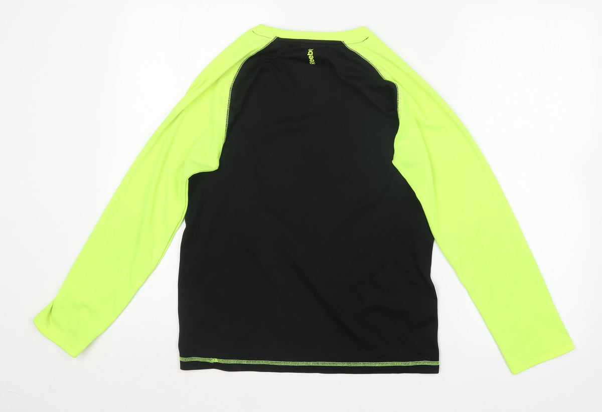 Reebok Boys Black  Polyester Basic T-Shirt Size L Round Neck