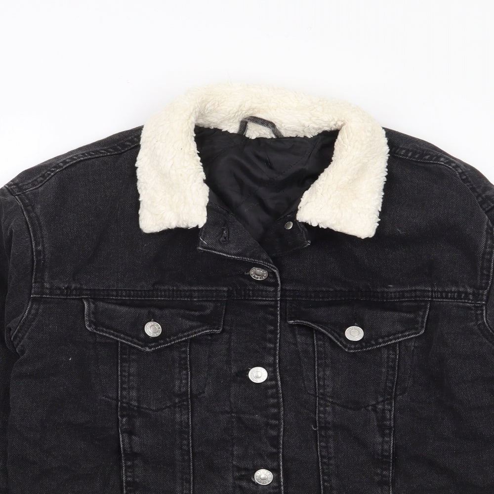 Topshop Womens Black   Jacket Coat Size 6  Button