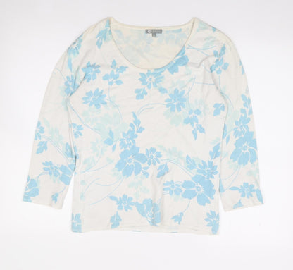 Mia Moda Womens Ivory Round Neck Floral Viscose Pullover Jumper Size M