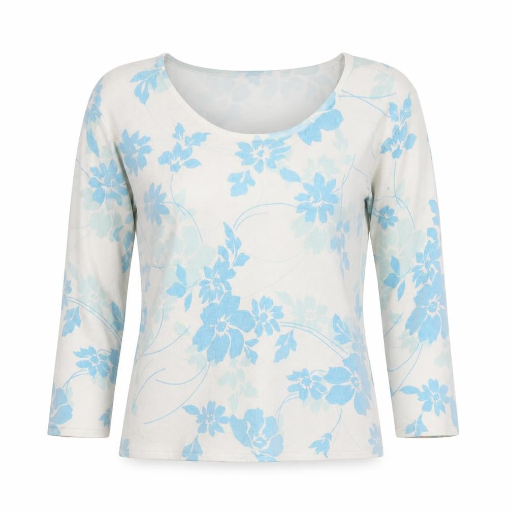Mia Moda Womens Ivory Round Neck Floral Viscose Pullover Jumper Size M
