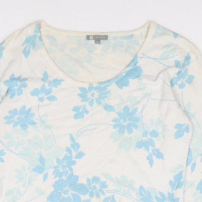 Mia Moda Womens Ivory Round Neck Floral Viscose Pullover Jumper Size M