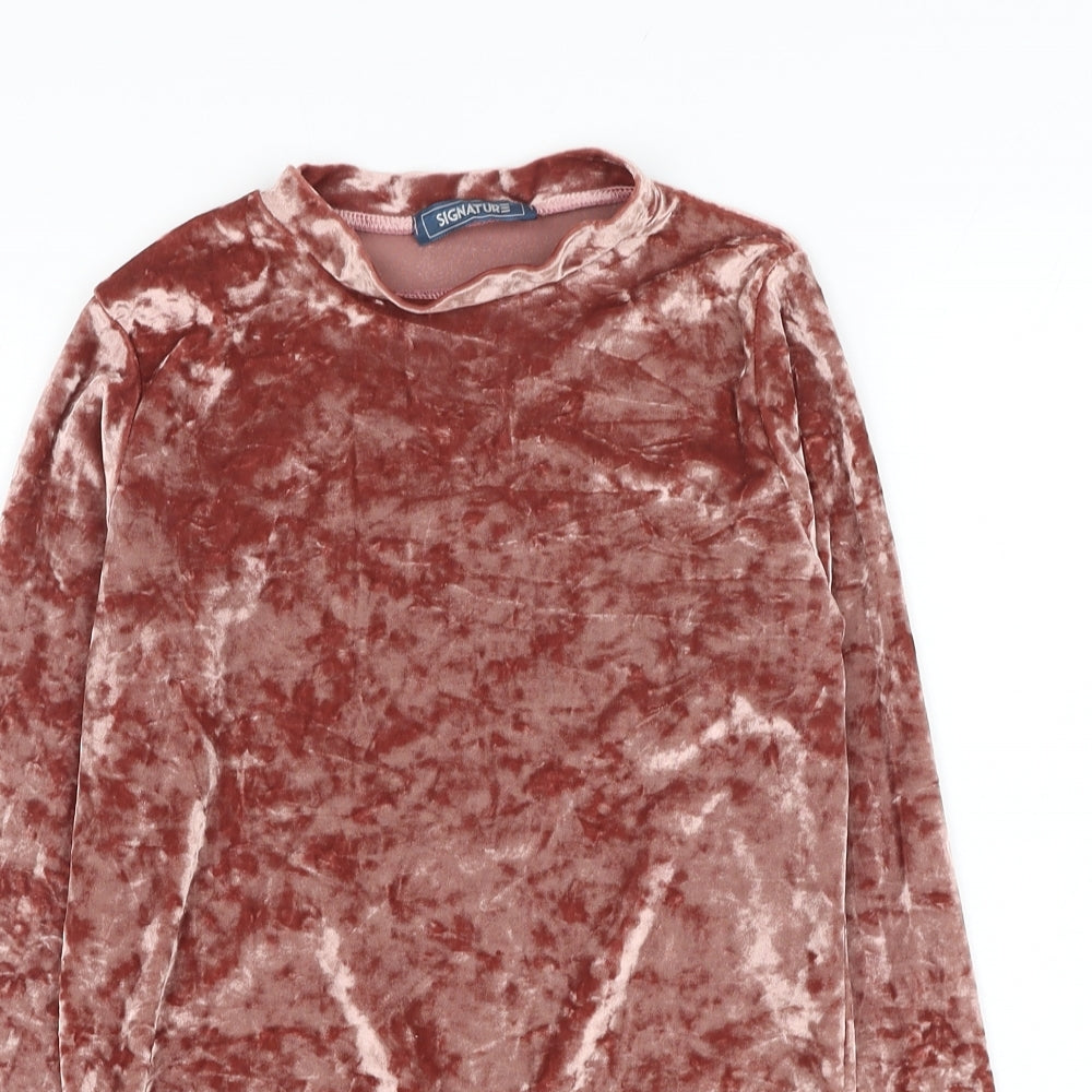 Signature Girls Pink  Polyester Pullover Sweatshirt Size 13-14 Years  Pullover