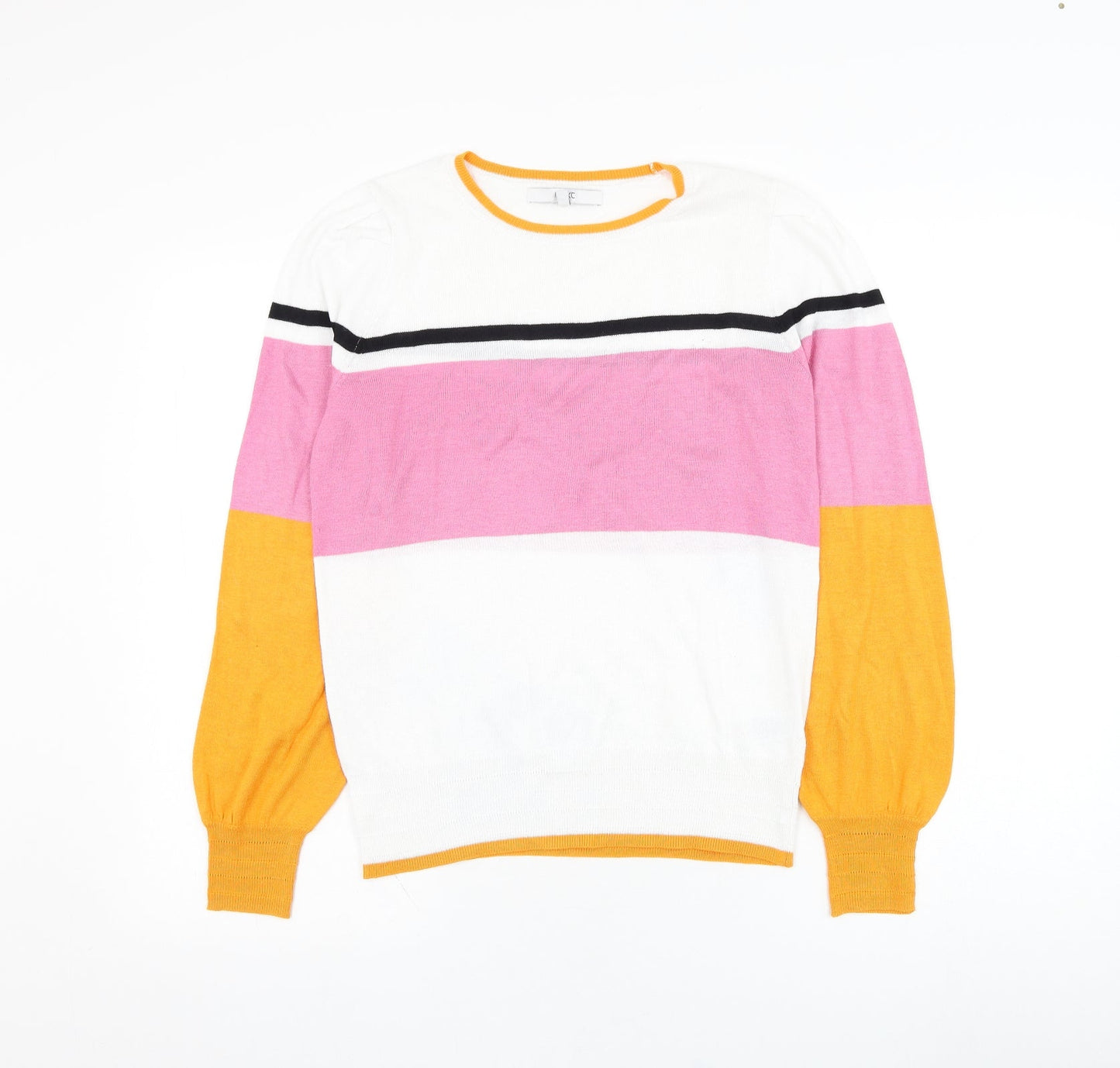NEXT Womens White Round Neck  Polyester Pullover Jumper Size S