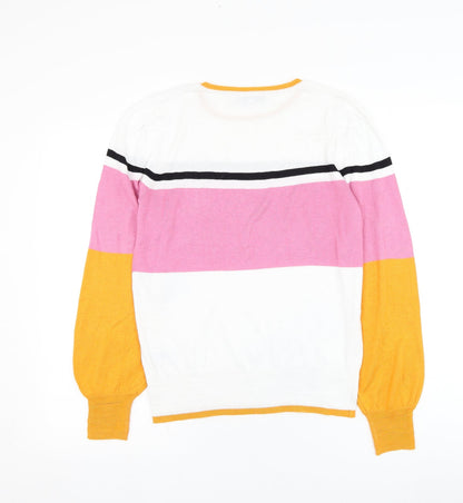 Next Womens White Round Neck  Polyester Pullover Jumper Size S