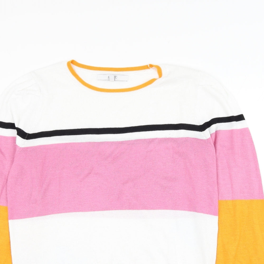 NEXT Womens White Round Neck  Polyester Pullover Jumper Size S