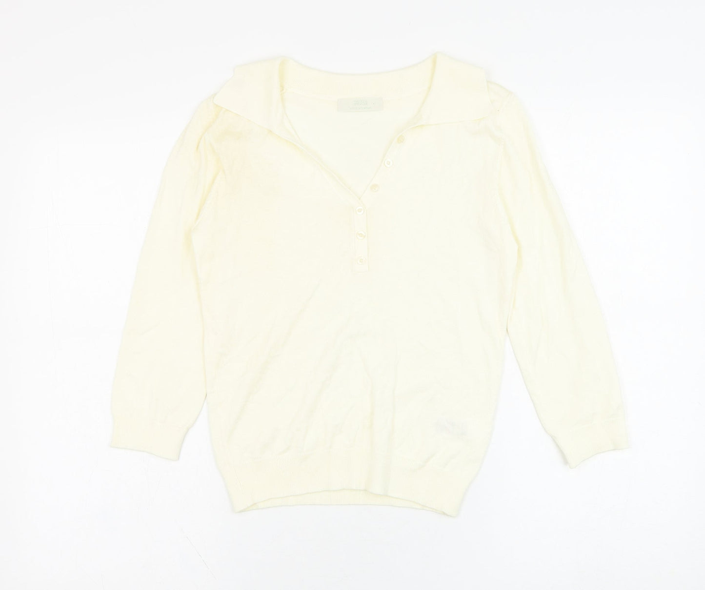 Marks and Spencer Womens Ivory Collared  Viscose Pullover Jumper Size 12