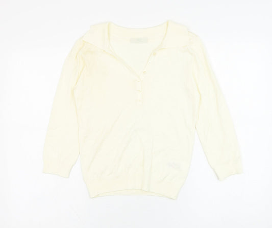 Marks and Spencer Womens Ivory Collared  Viscose Pullover Jumper Size 12