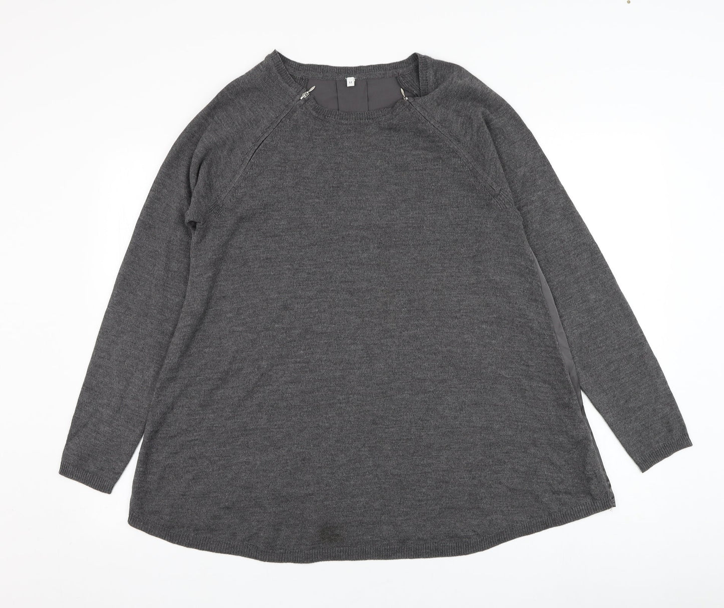 Marks and Spencer Womens Grey Round Neck  Acrylic Pullover Jumper Size 12