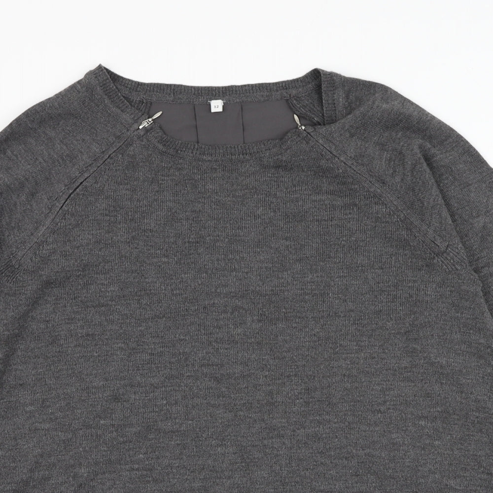 Marks and Spencer Womens Grey Round Neck  Acrylic Pullover Jumper Size 12