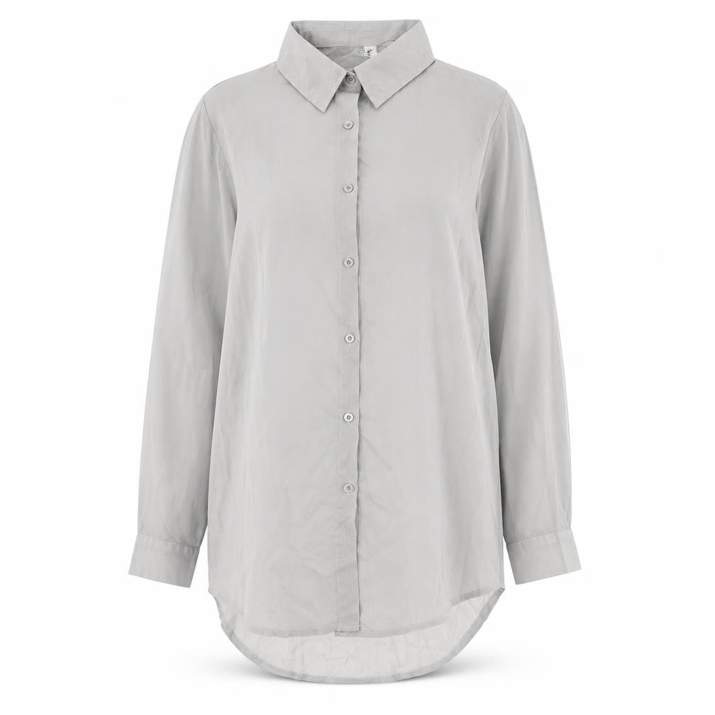 Fashion Apparel Womens Grey  Polyester Basic Button-Up Size M Collared