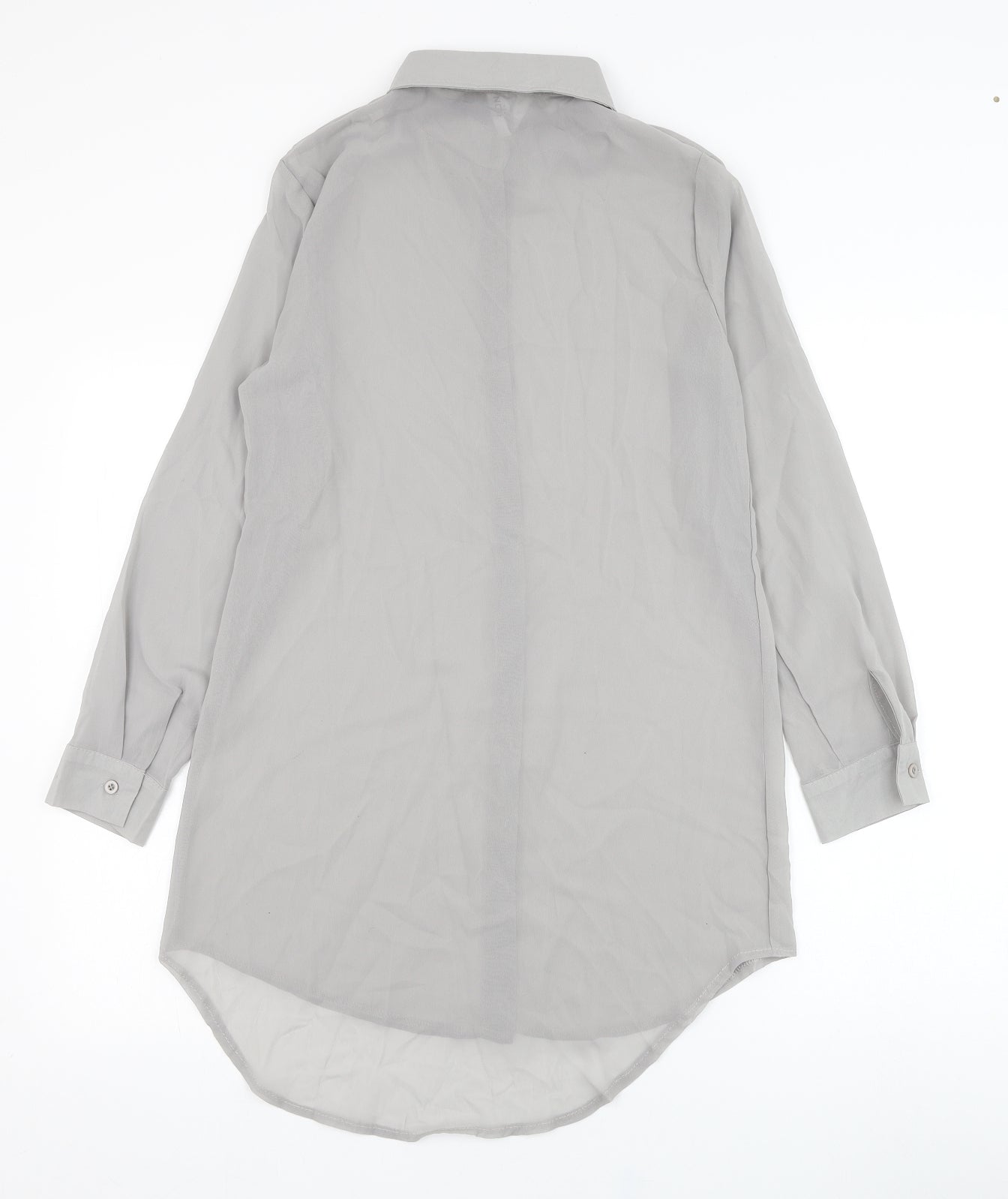Fashion Apparel Womens Grey  Polyester Basic Button-Up Size M Collared