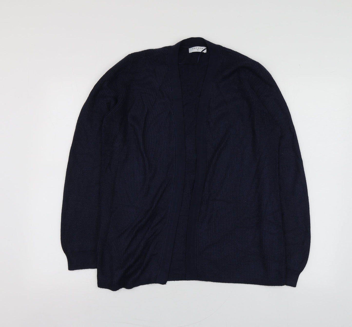 Papaya Womens Blue V-Neck  Acrylic Cardigan Jumper Size 12
