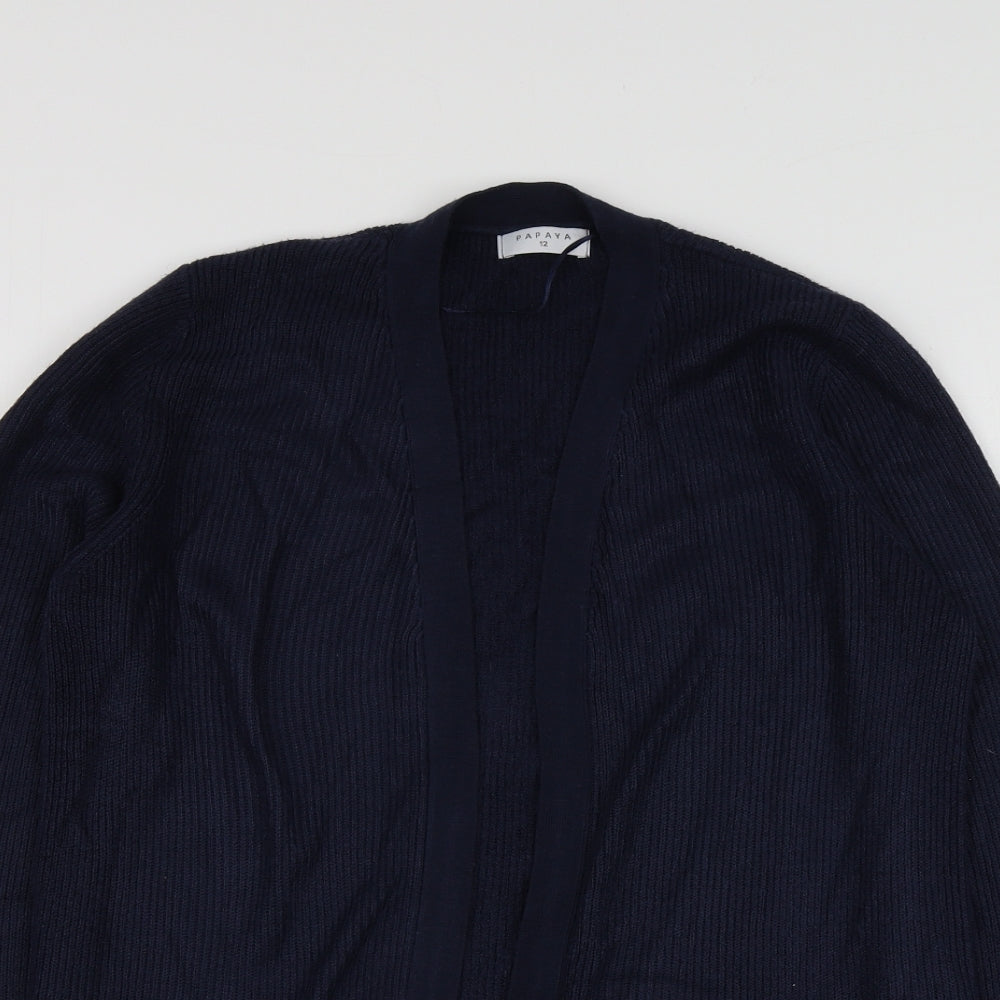 Papaya Womens Blue V-Neck  Acrylic Cardigan Jumper Size 12