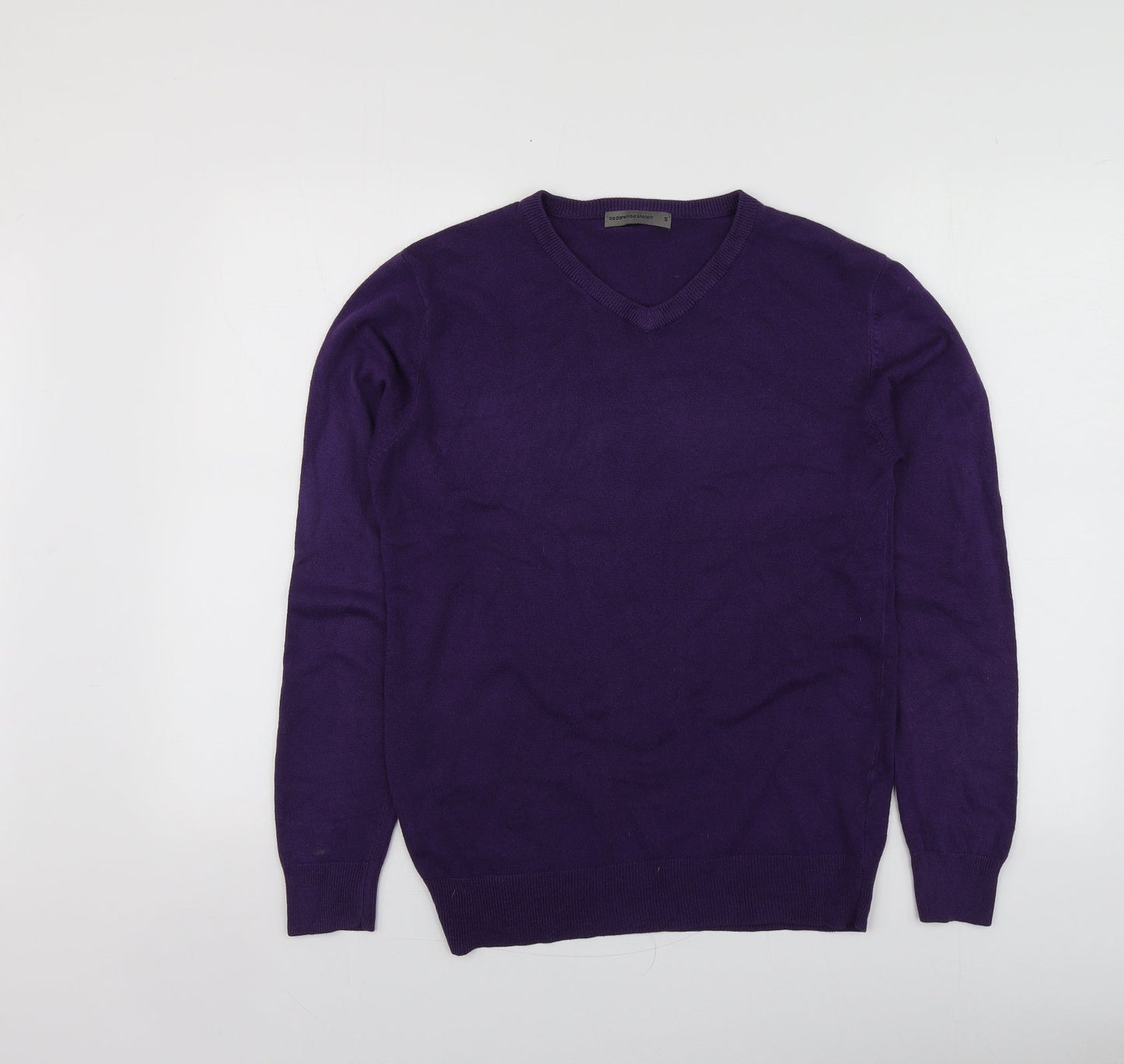 Cedar Wood State Womens Purple V-Neck  Acrylic Pullover Jumper Size S