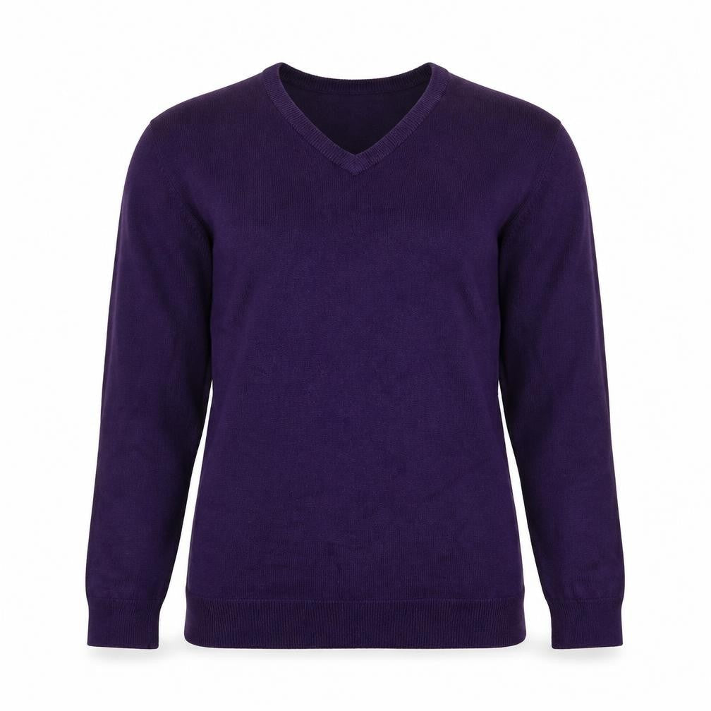Cedarwood State Womens Purple V-Neck Acrylic Pullover Jumper Size S