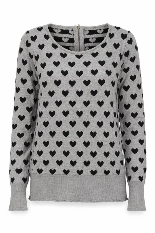 Millenium Womens Grey Round Neck Geometric Viscose Pullover Jumper Size S